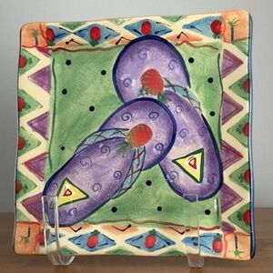 Ambiance Collection Plate Flip Flops by Farida Zamar Handpainted 8.5" Square
